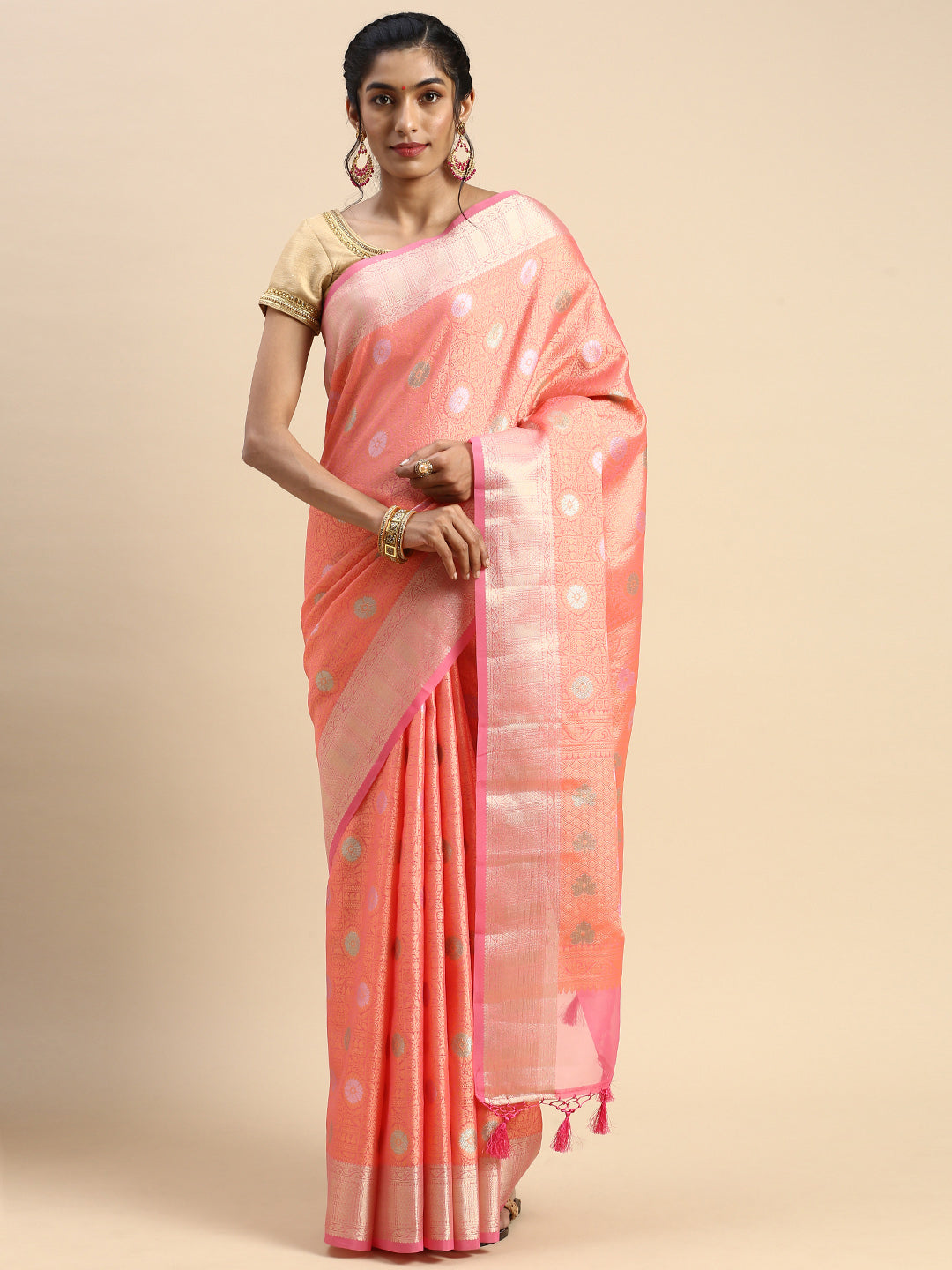 Couple Combo Pink Shirt Dhoti Set with Saree SKCW04