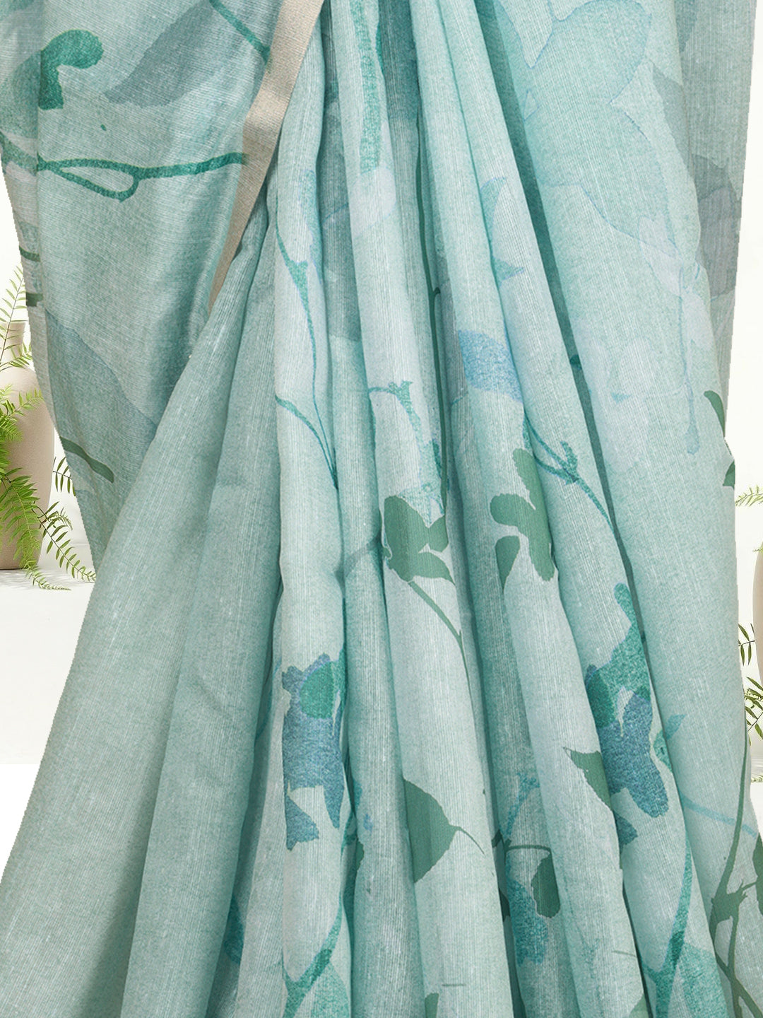 Women Mint Green Semi Tussar Saree ST276