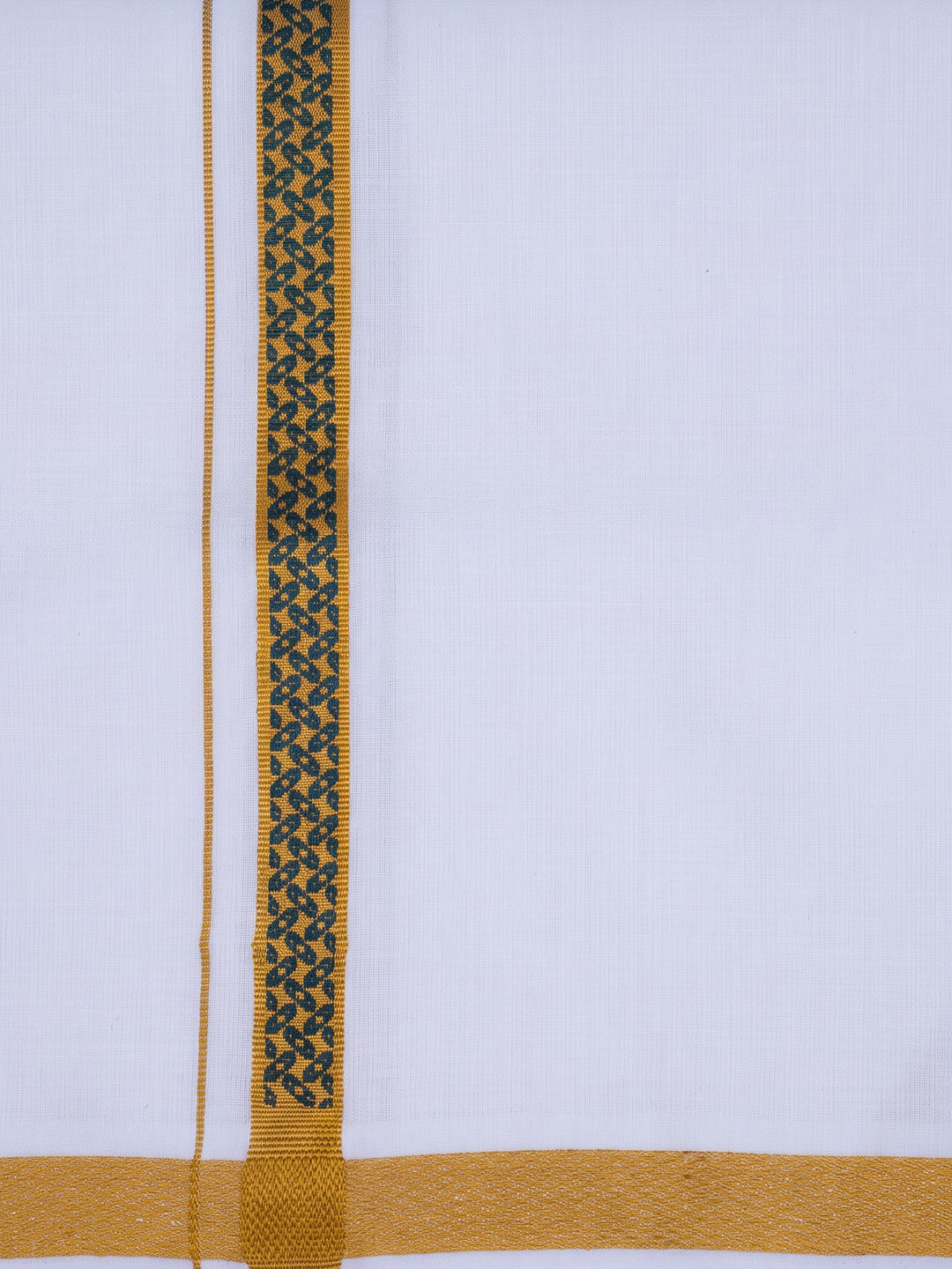 Single Layer Cotton Blend White Dhoti with Fancy Jari Border - GP07