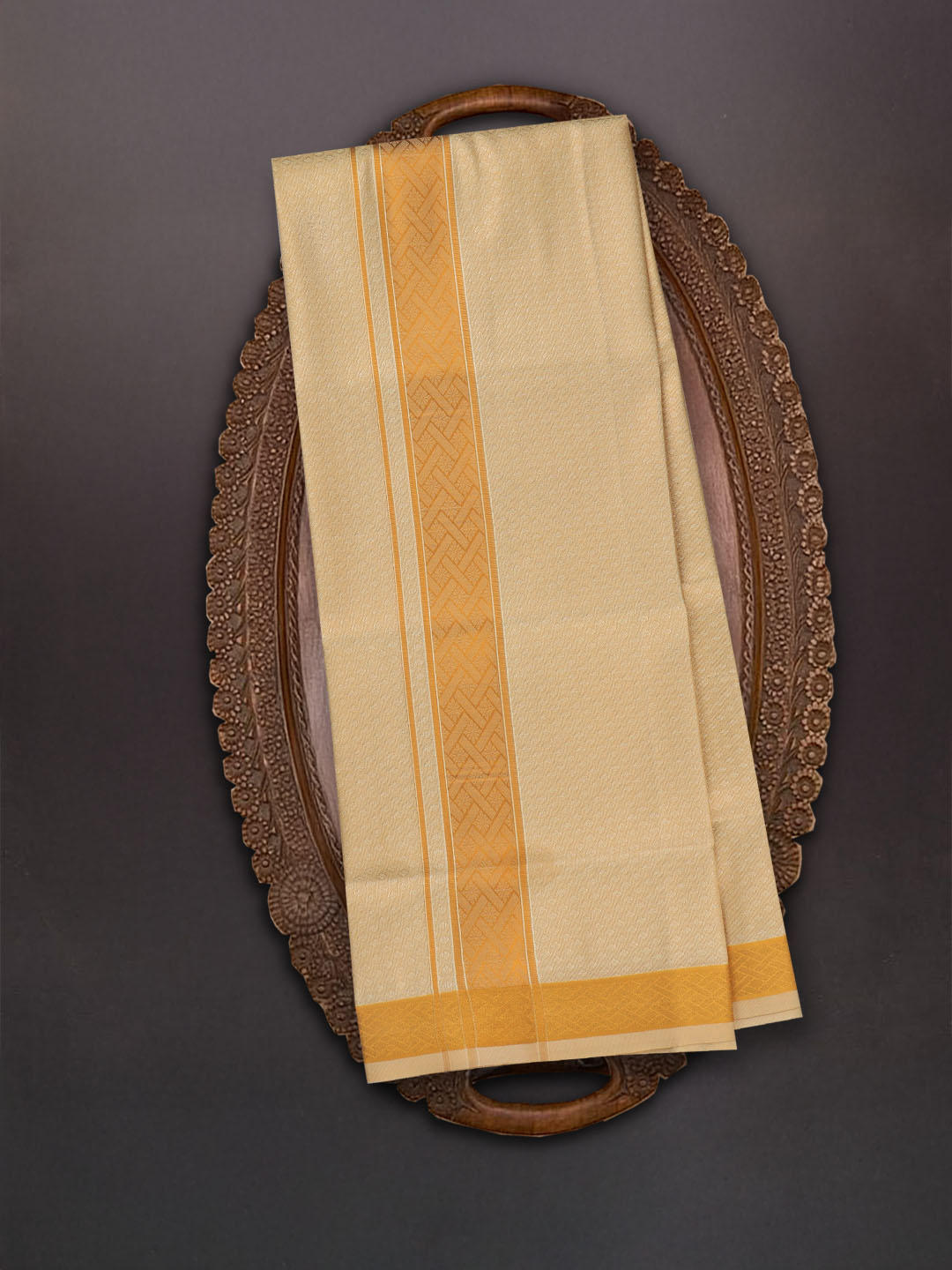 Men Art Silk Dhoti & Shirting Set Gold Moon Stone(2*1)