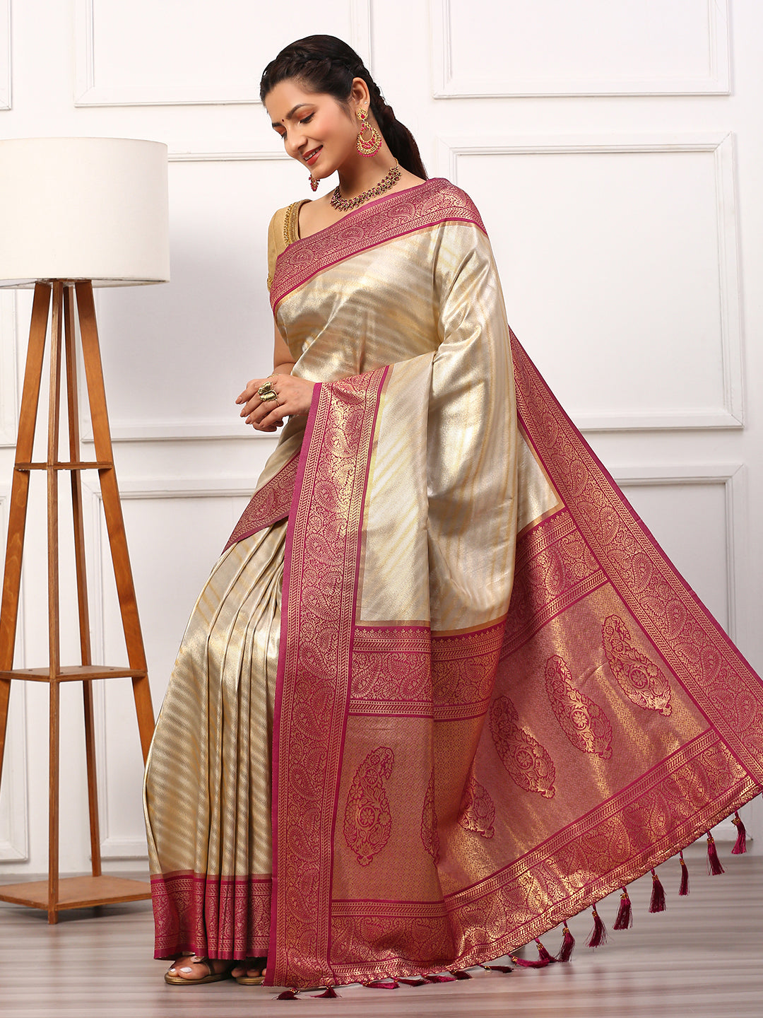 Womens Semi Silk Saree Silver SS230