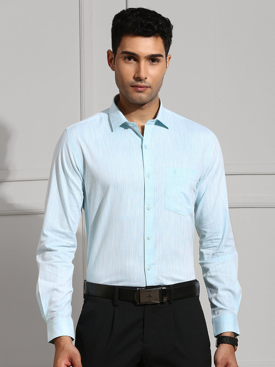 Men 100% Cotton Shirt Blue CL2 GT38