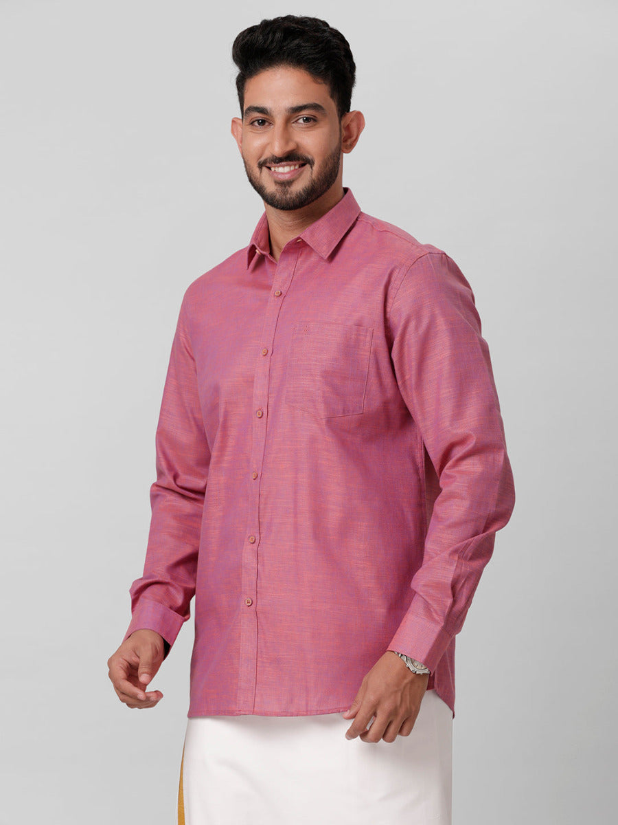 Mens Cotton Formal Purple Full Sleeves Shirt T28 TD7-Side view