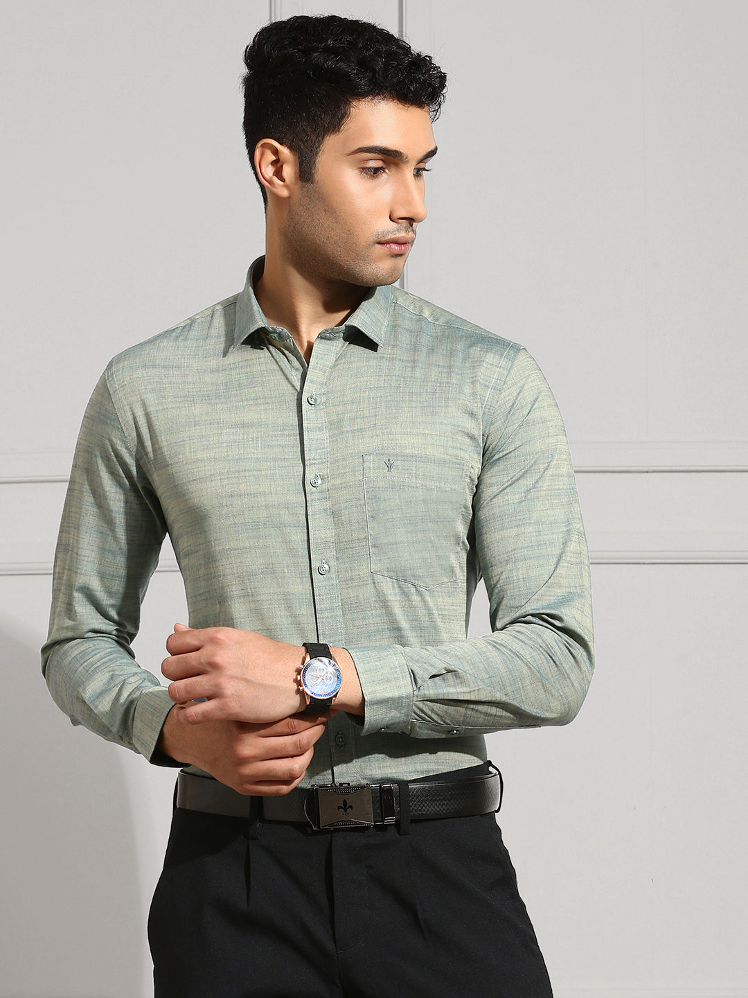 Men 100% Cotton Shirt Green CL7 GE6