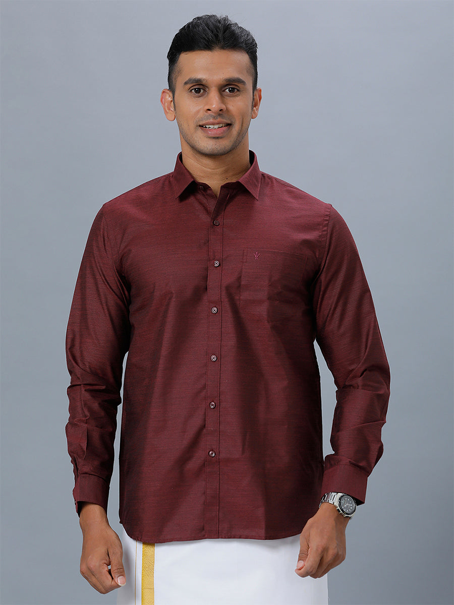 Mens Formal Shirt Magenta Red -T29 (TE6)