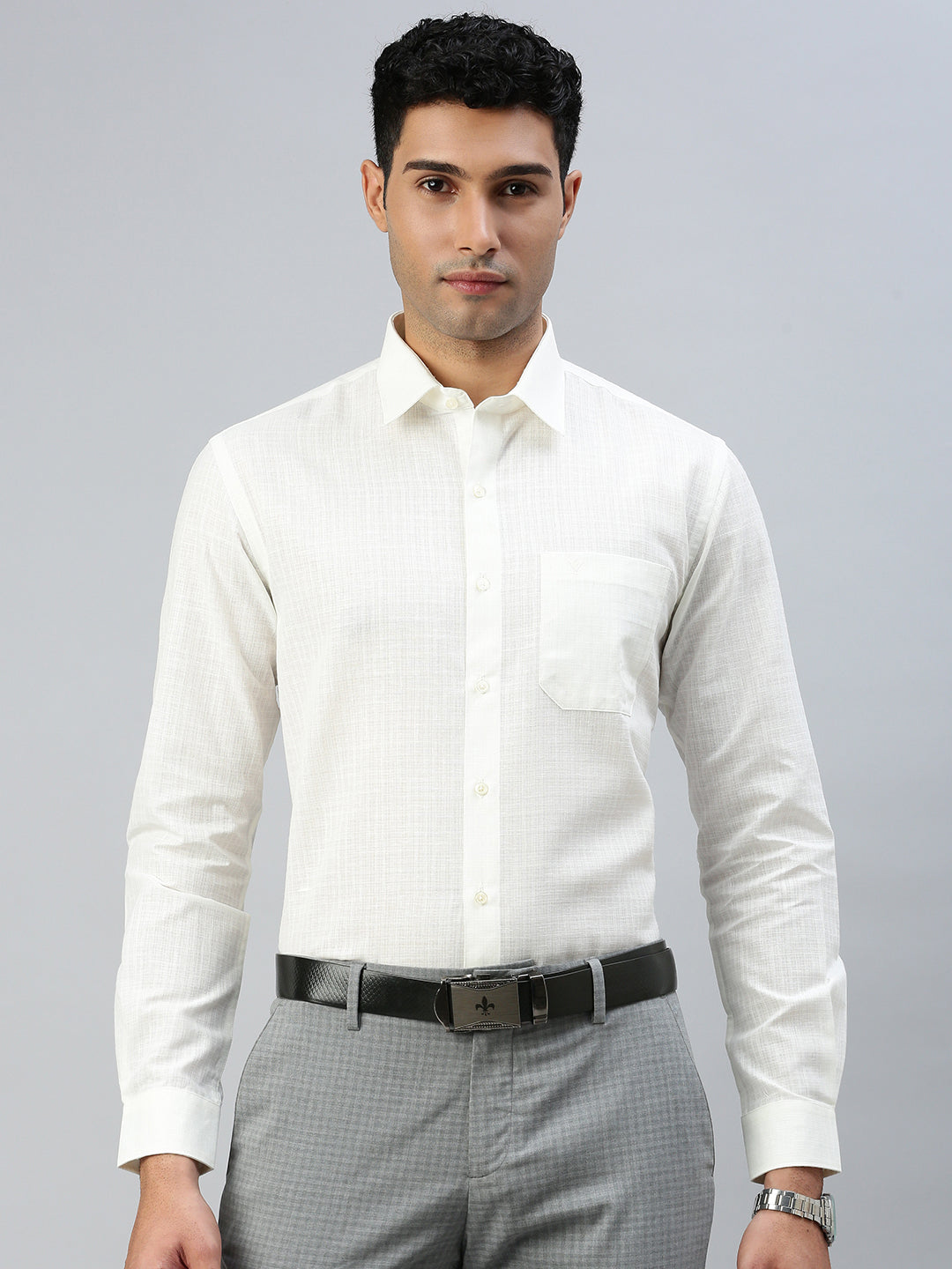 Buy Cotton Off White Shirts for Men Online Best Men s Cotton Cream White Shirt Men s Plain Off White Shirts Half Sleeve Full Sleeve at Best Price Ramraj Cotton