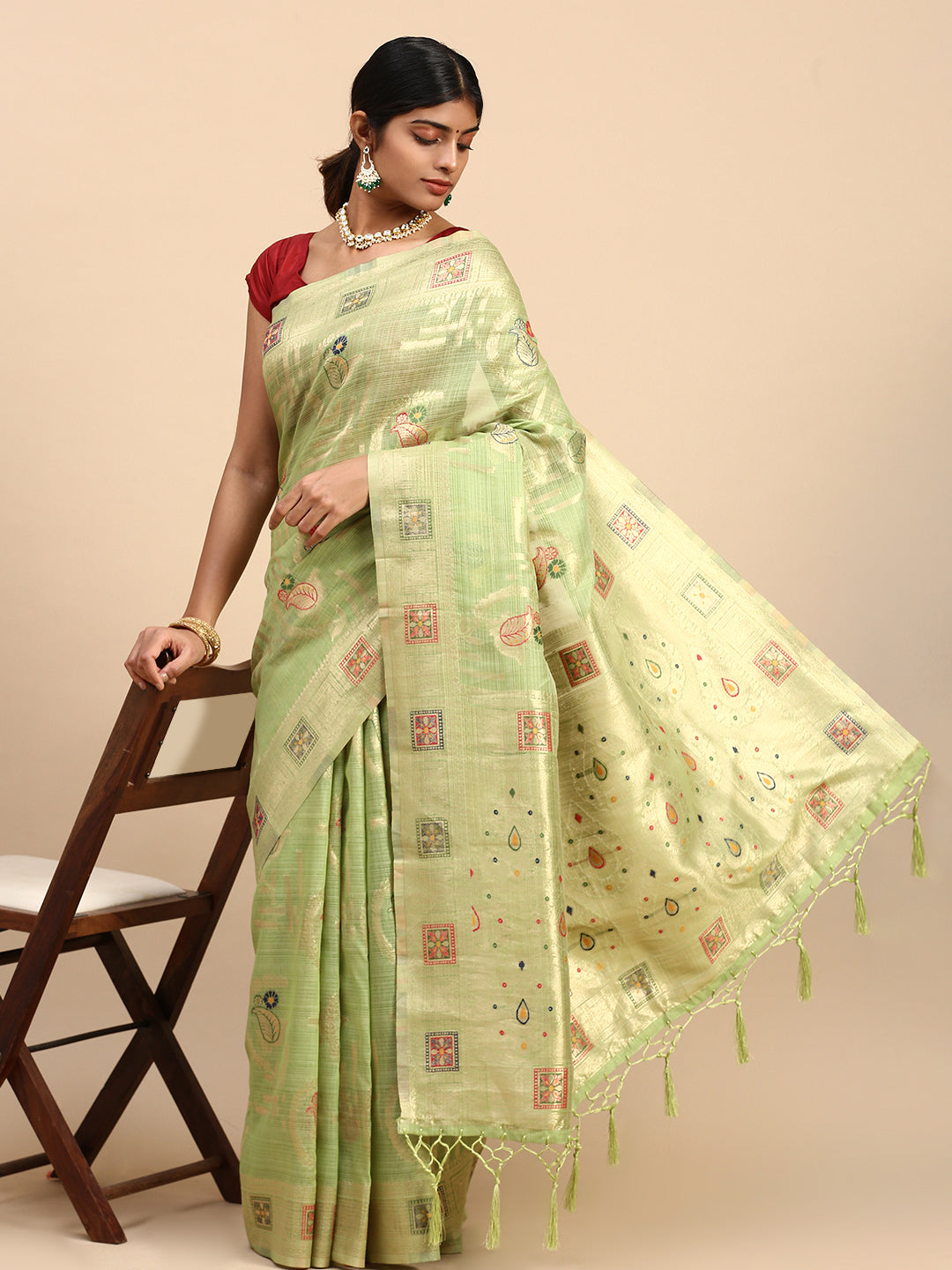 Couple Combo Shirt & Dhoti Set with Saree Green SL166