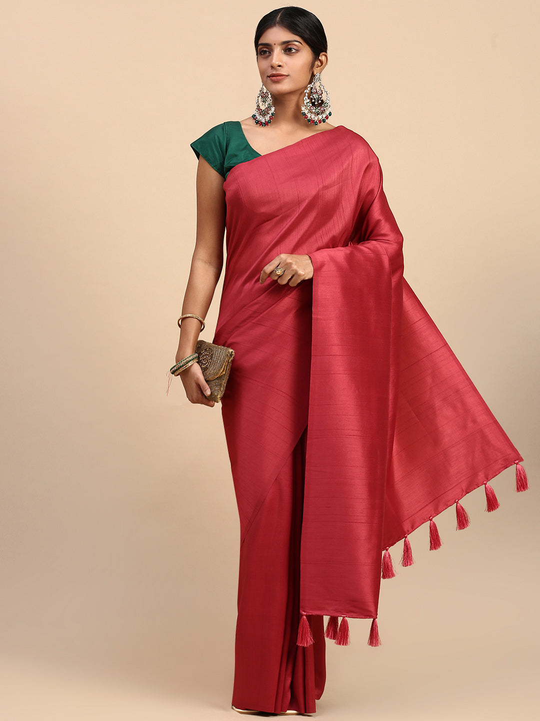 Women Pure Cotton Saree Red PCS108