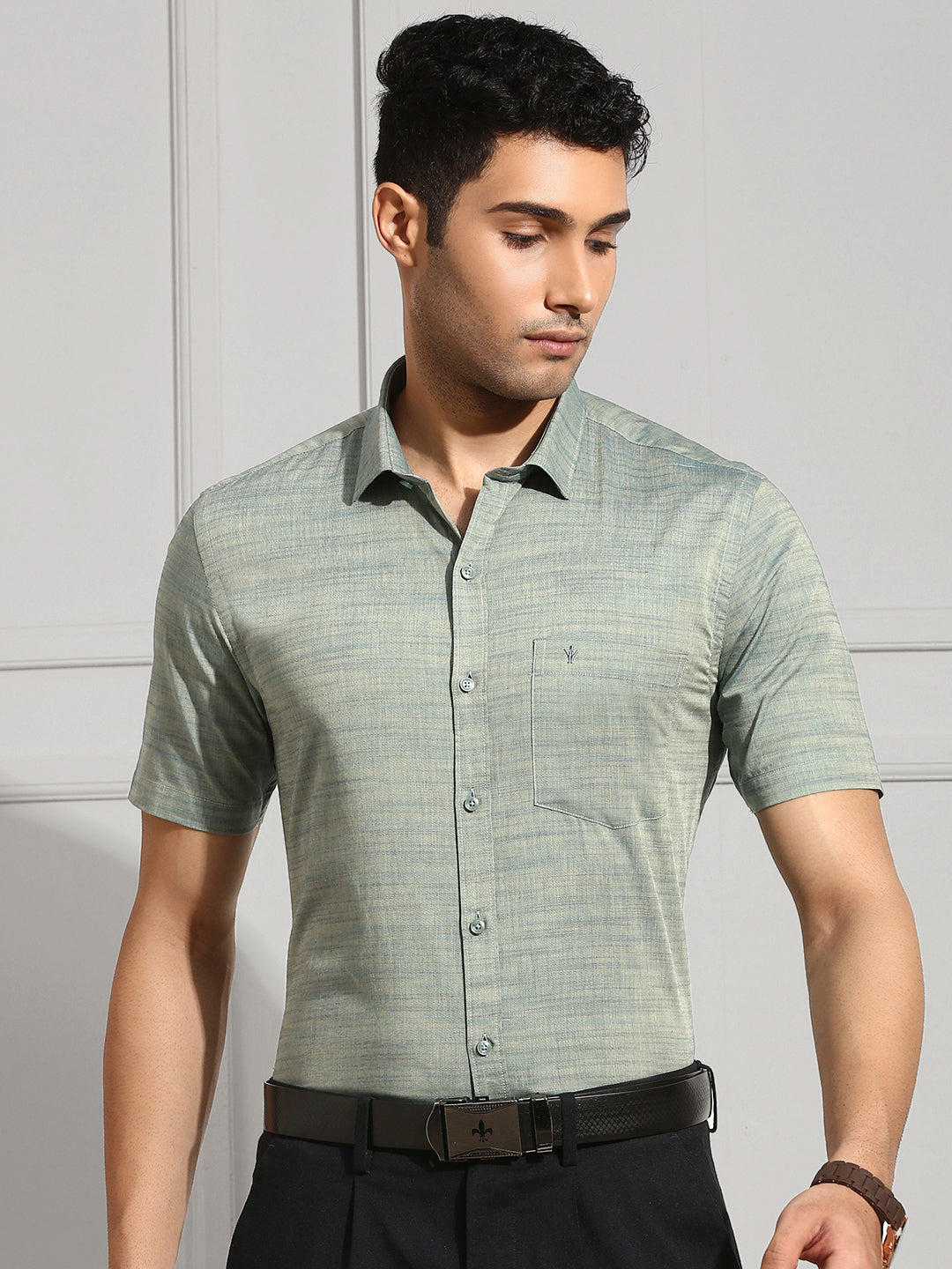 Men 100% Cotton Green Shirt CL7 GE6