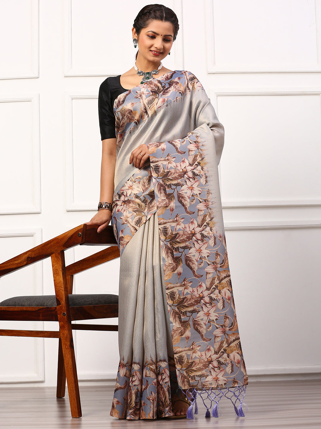 Womens Semi Silk Saree Blue SS235