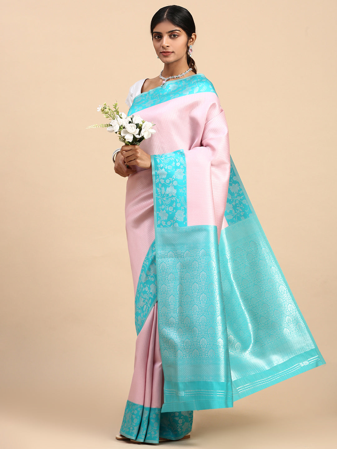 Women Semi Silk Saree Pink SS282