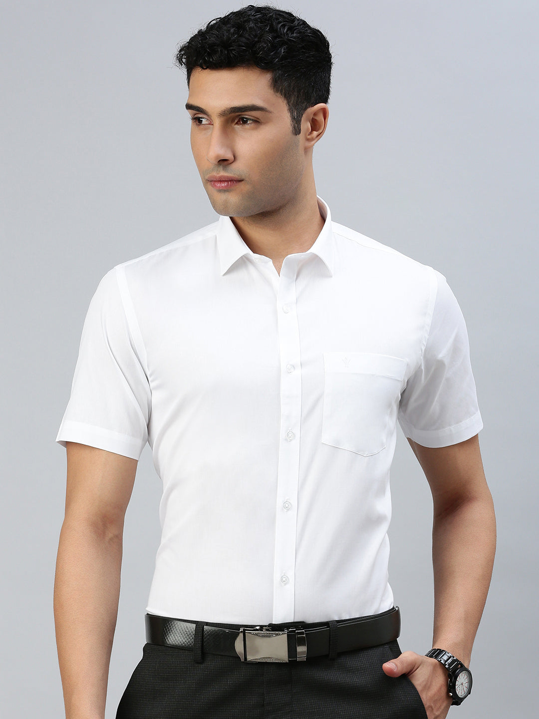 Mens uniform 100% Cotton Half Sleeve White Shirt Victory