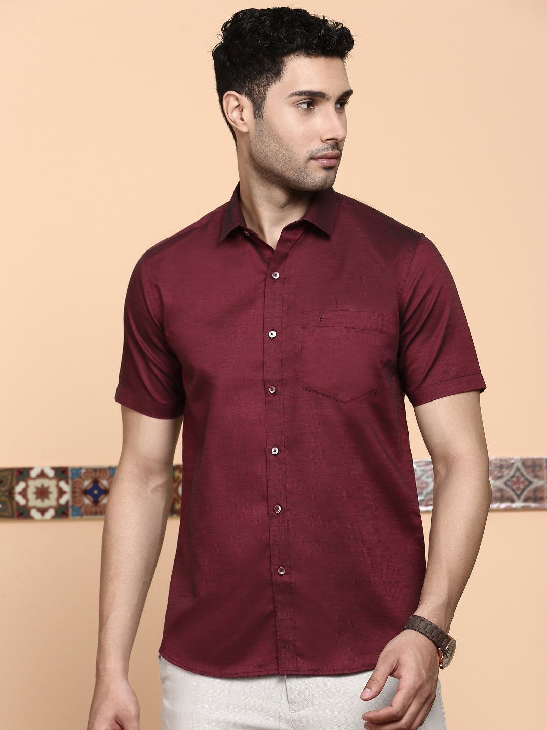 Men Premium Cotton Shirt Purple EL GP14