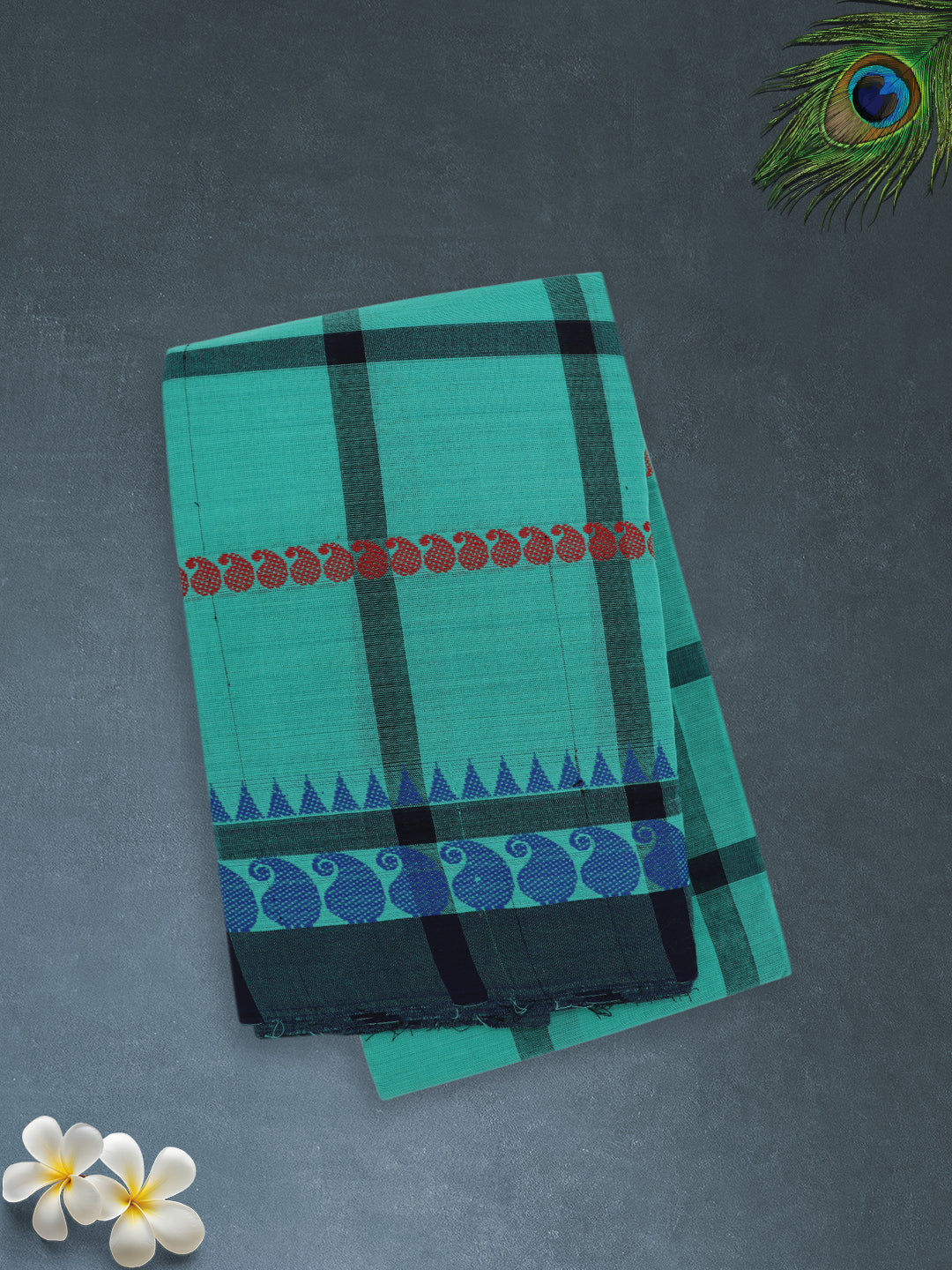 Women Ramar Green Checks Pure Chettinad Cotton Saree PCS229