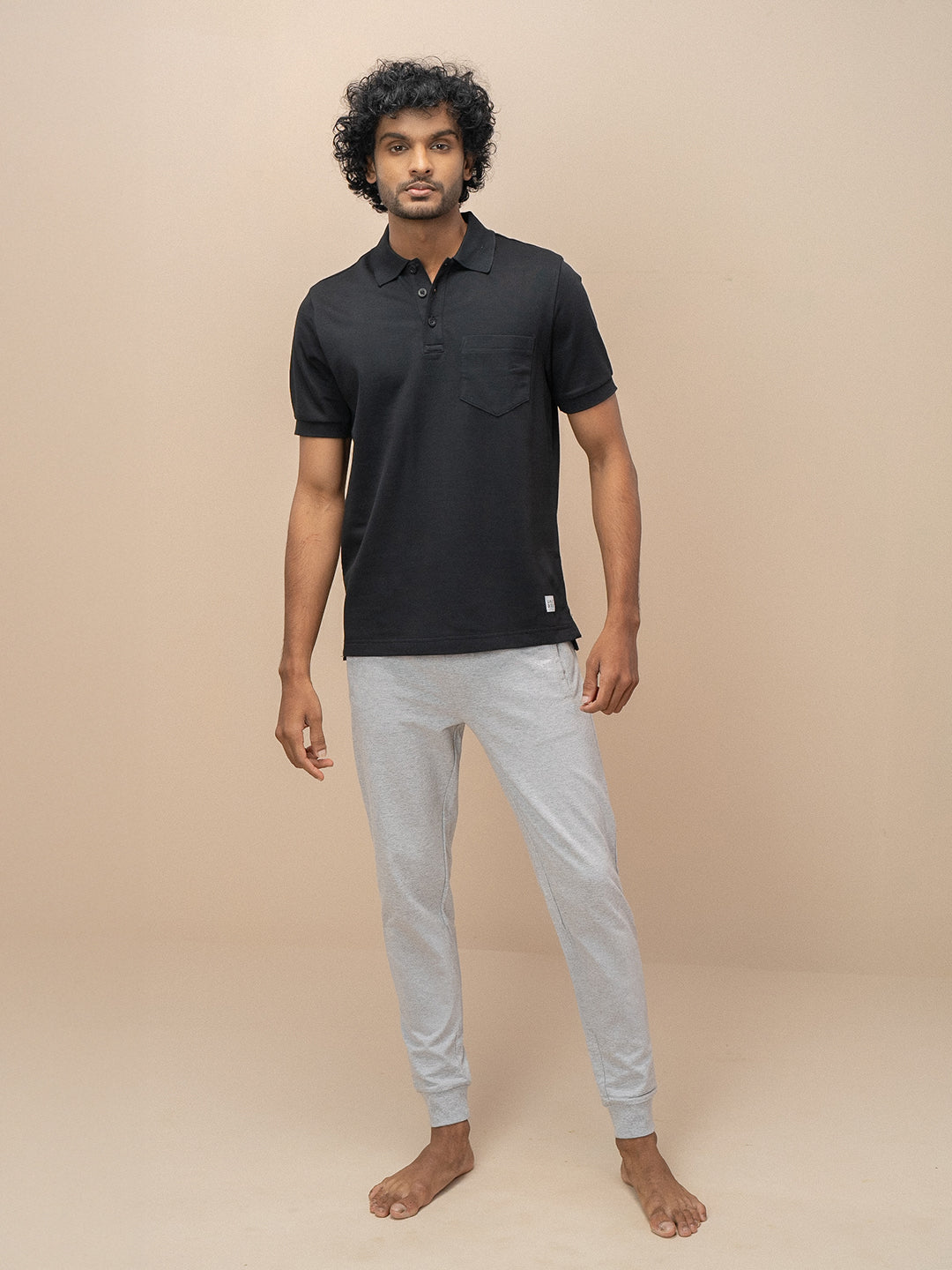 Men Combed Cotton Rich Smart Fit Oxford Polo T-Shirt Black OP2