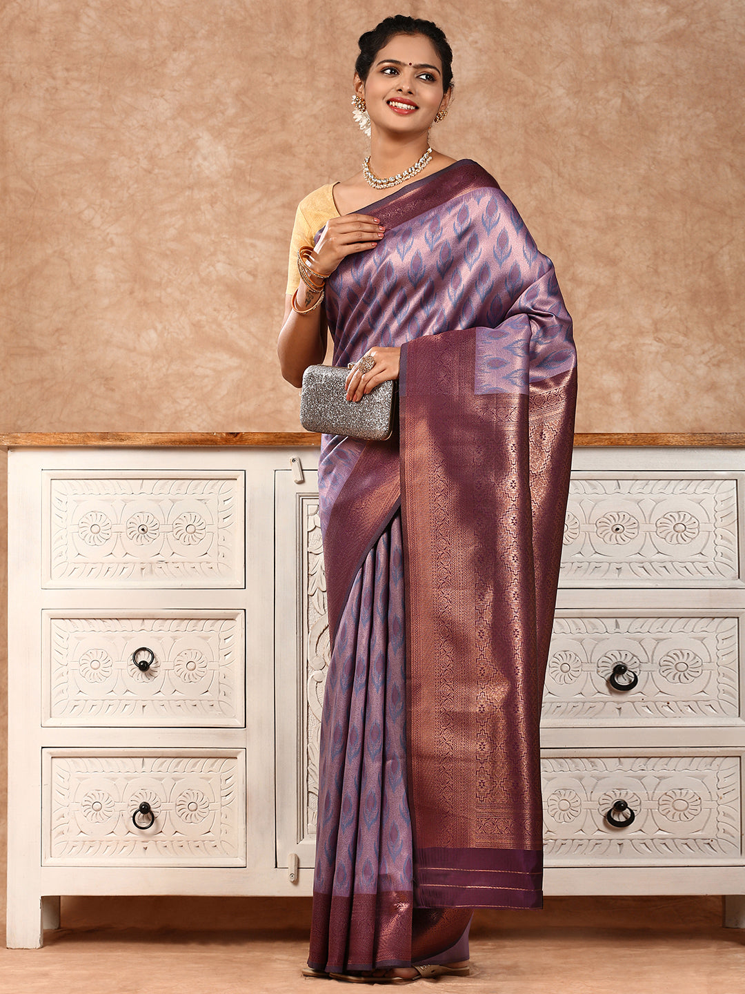 Women Semi Silk Saree Violet SS168