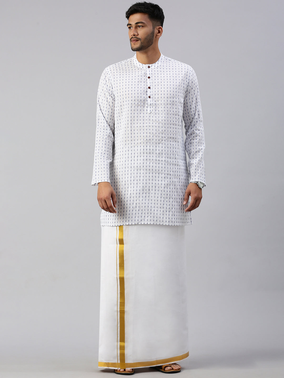 Off White Banarasi Kurta Pajama With Jacket 268575