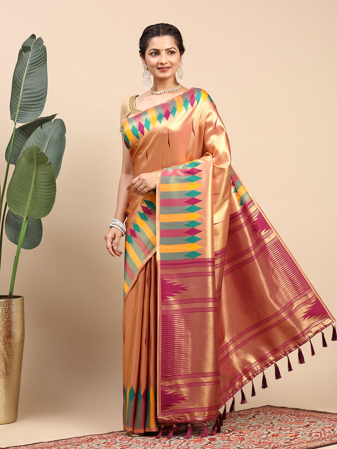 Womens Semi Silk Saree Light Pink SS250