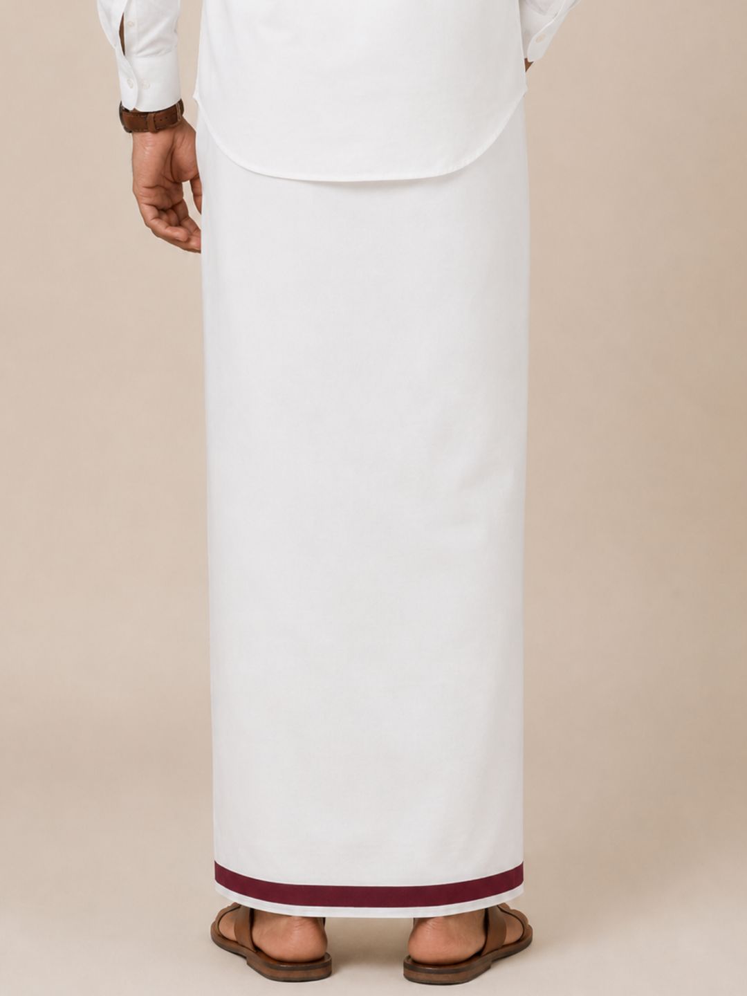 Men 100% Cotton Single Layer Small Border Dhoti Akill AK01