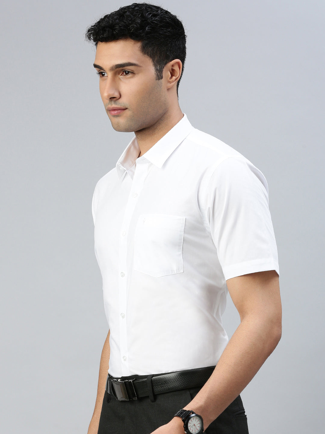 Men Uniform Pure Cotton White Shirt Half Sleeves