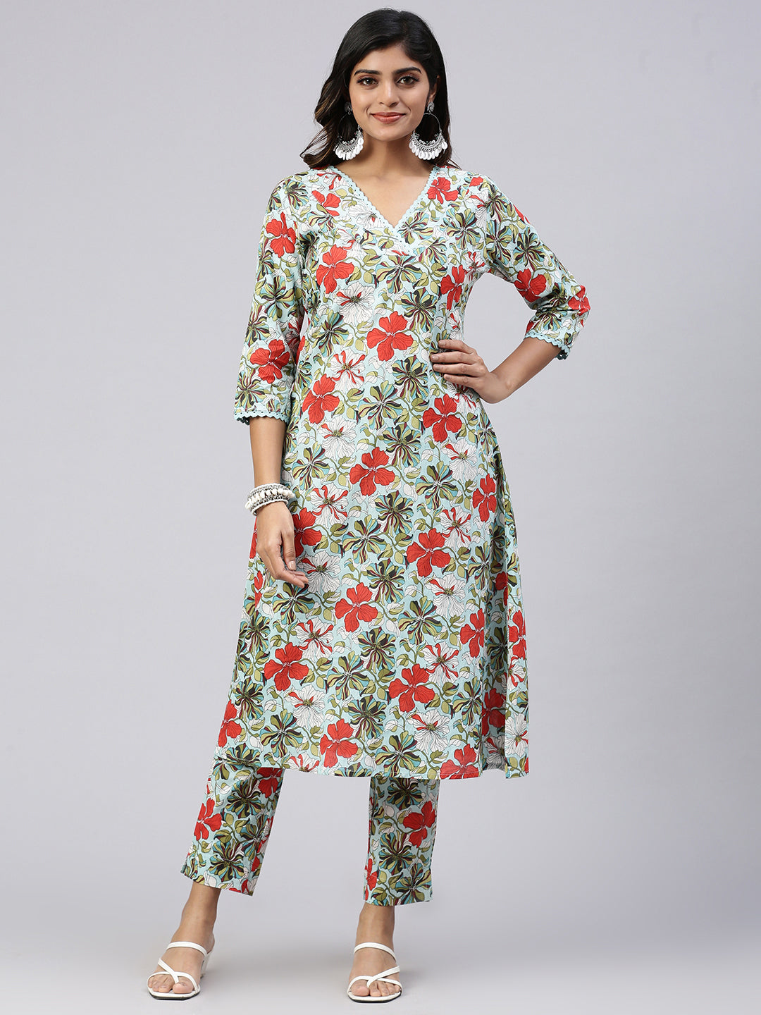 Women Cotton Printed Kurti Sets Multicolour EKS24