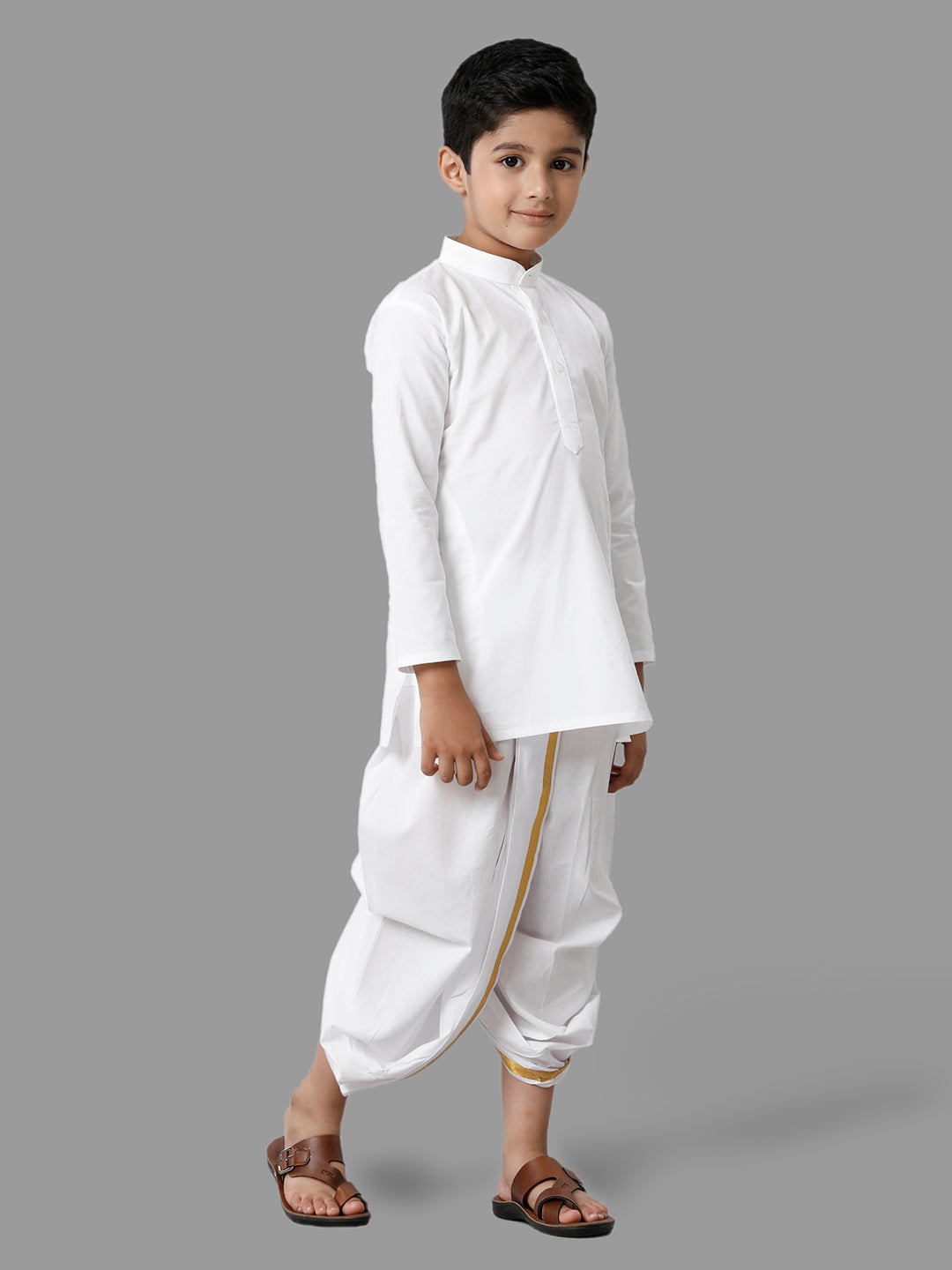 Boys Cotton Full Sleeves White Kurta