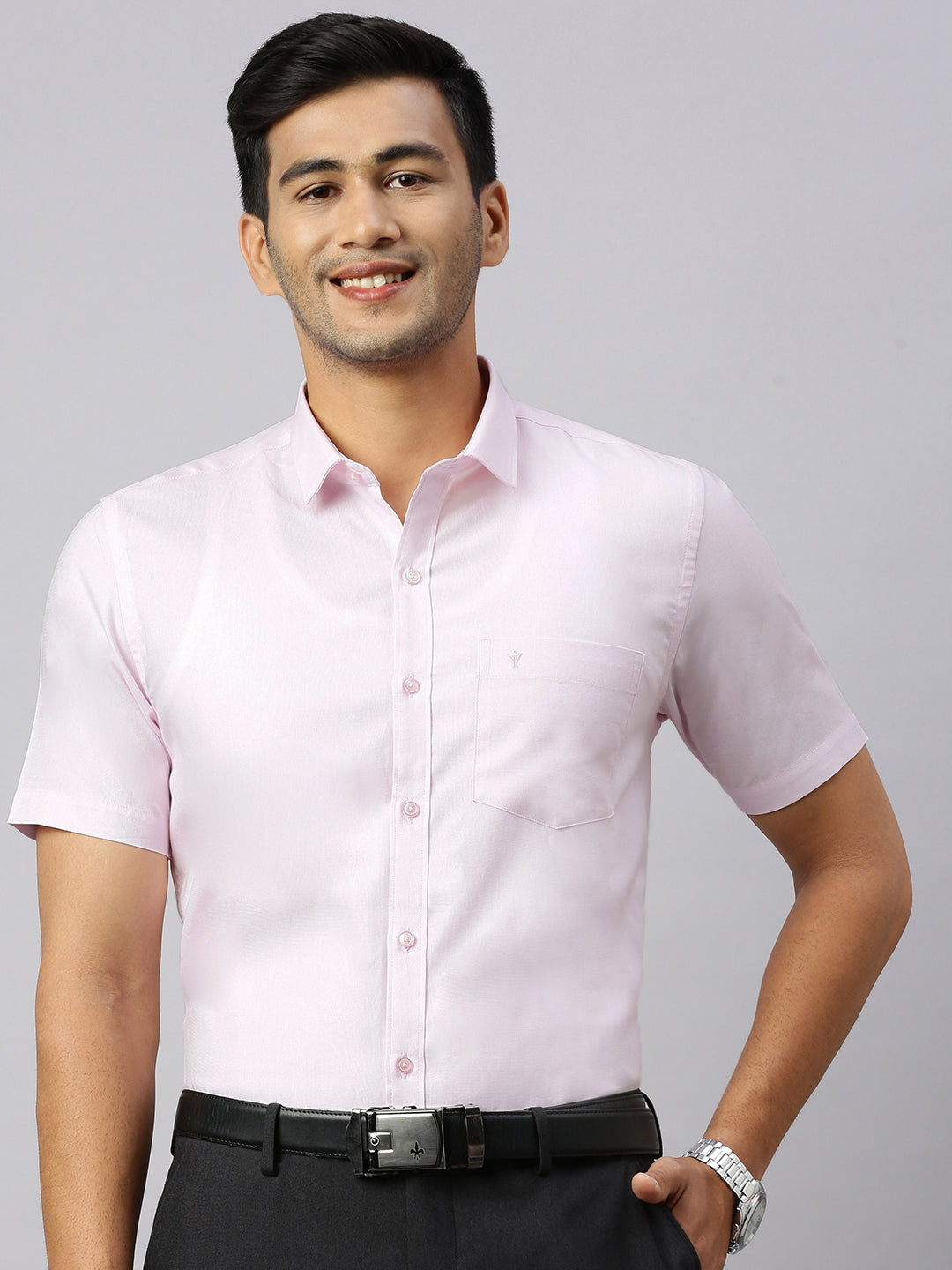 Mens Half Sleeve Smart Fit Milky Pink Classic Shirt