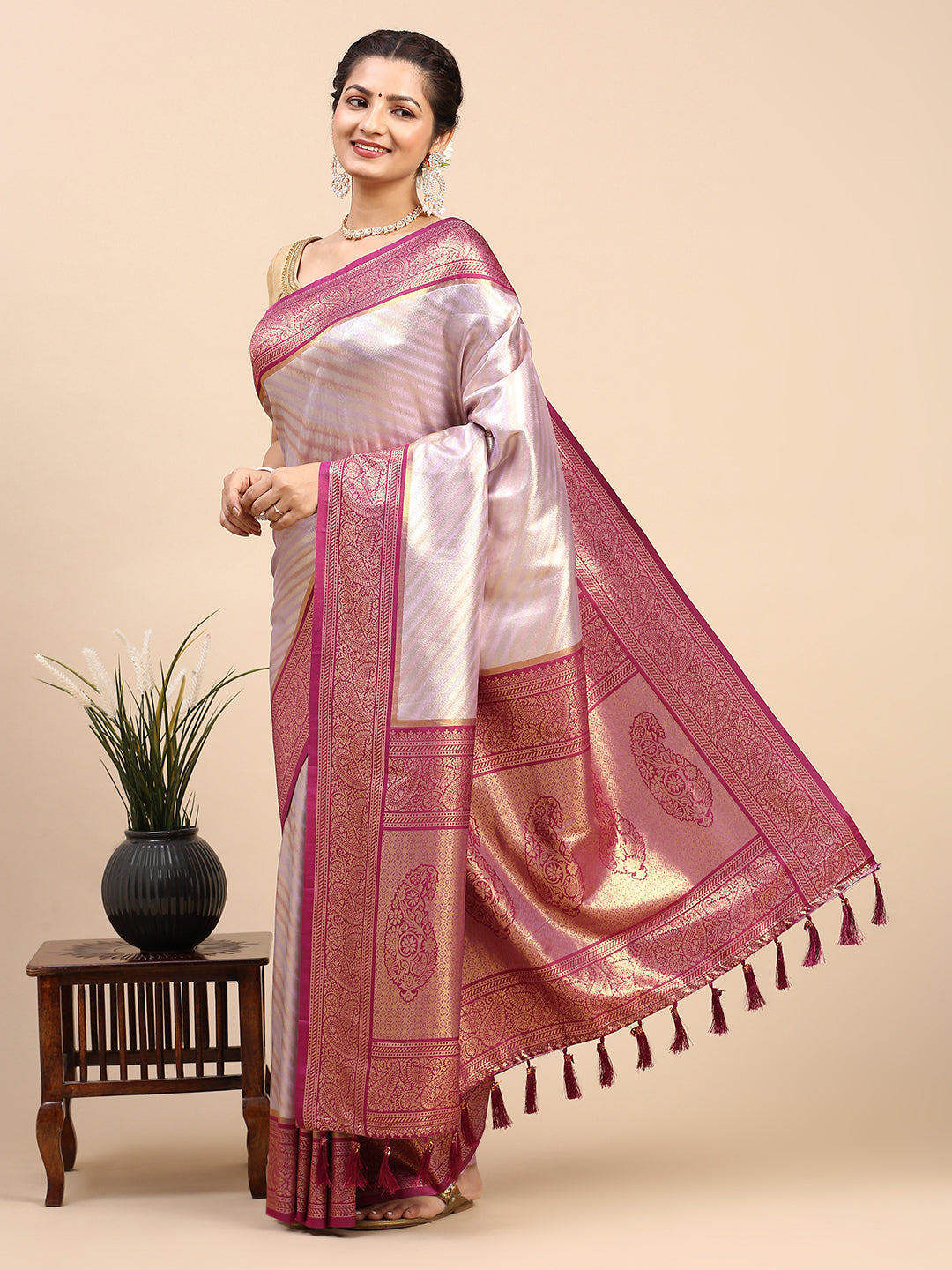 Womens Semi Silk Saree Purple SS229