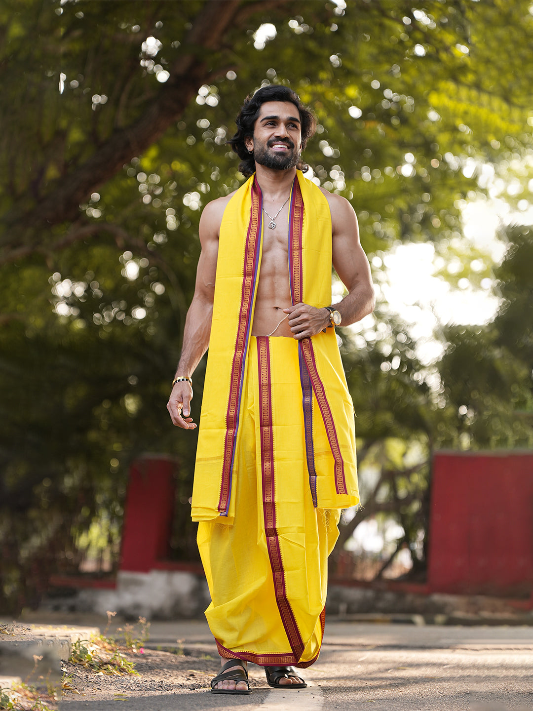 Men Panchakacham with Angavasthram Yellow (9+5) Shreeman Pet