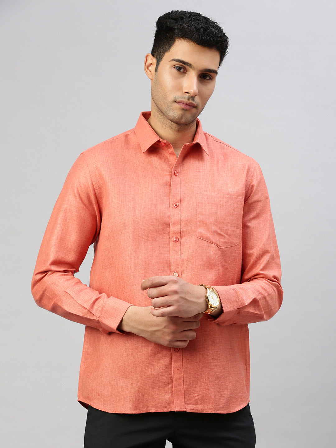 Men Cotton Blend Shirt Red T7 CG15