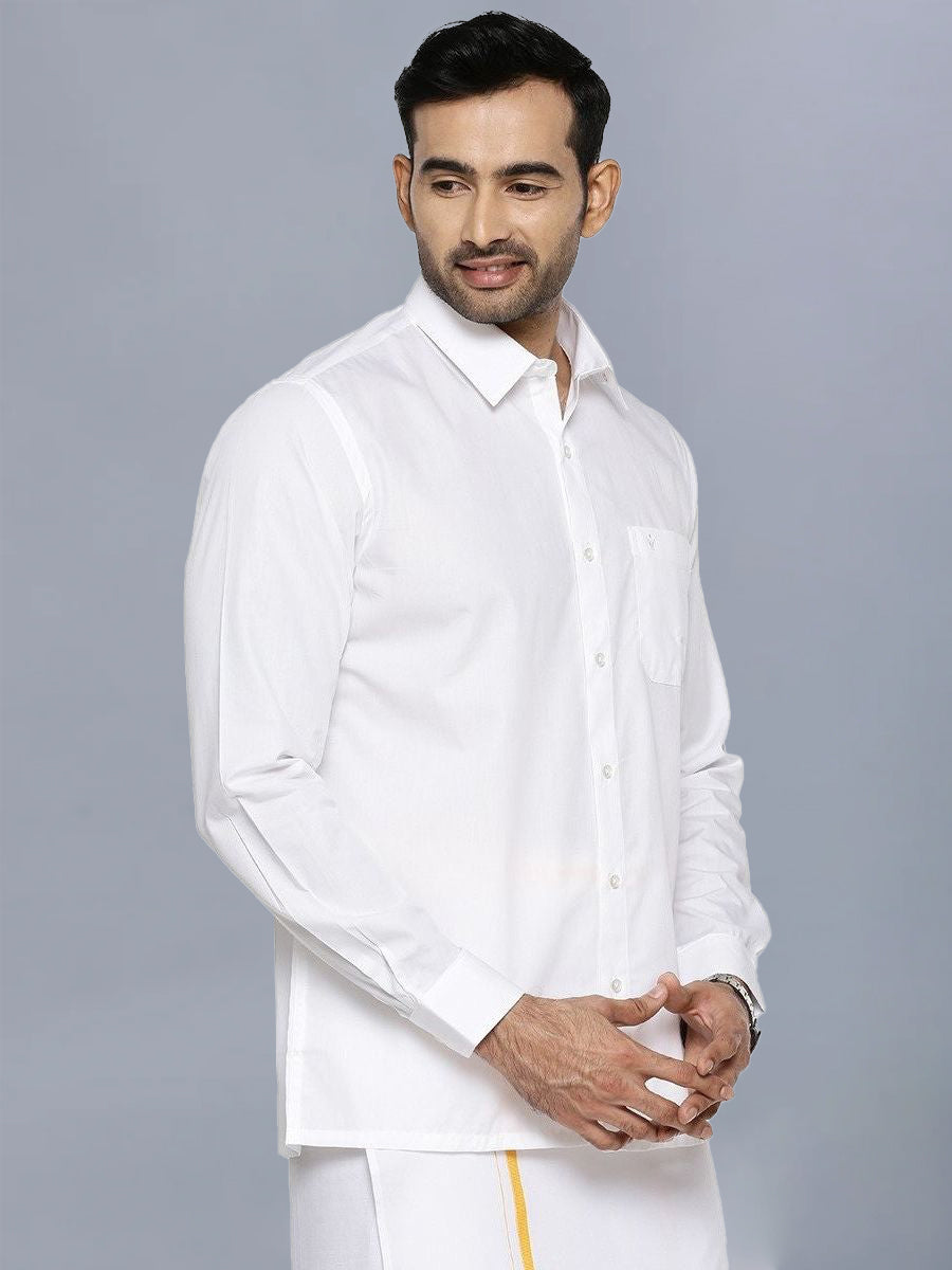 Mens Cotton White Shirt Full Sleeves Pure Cotton