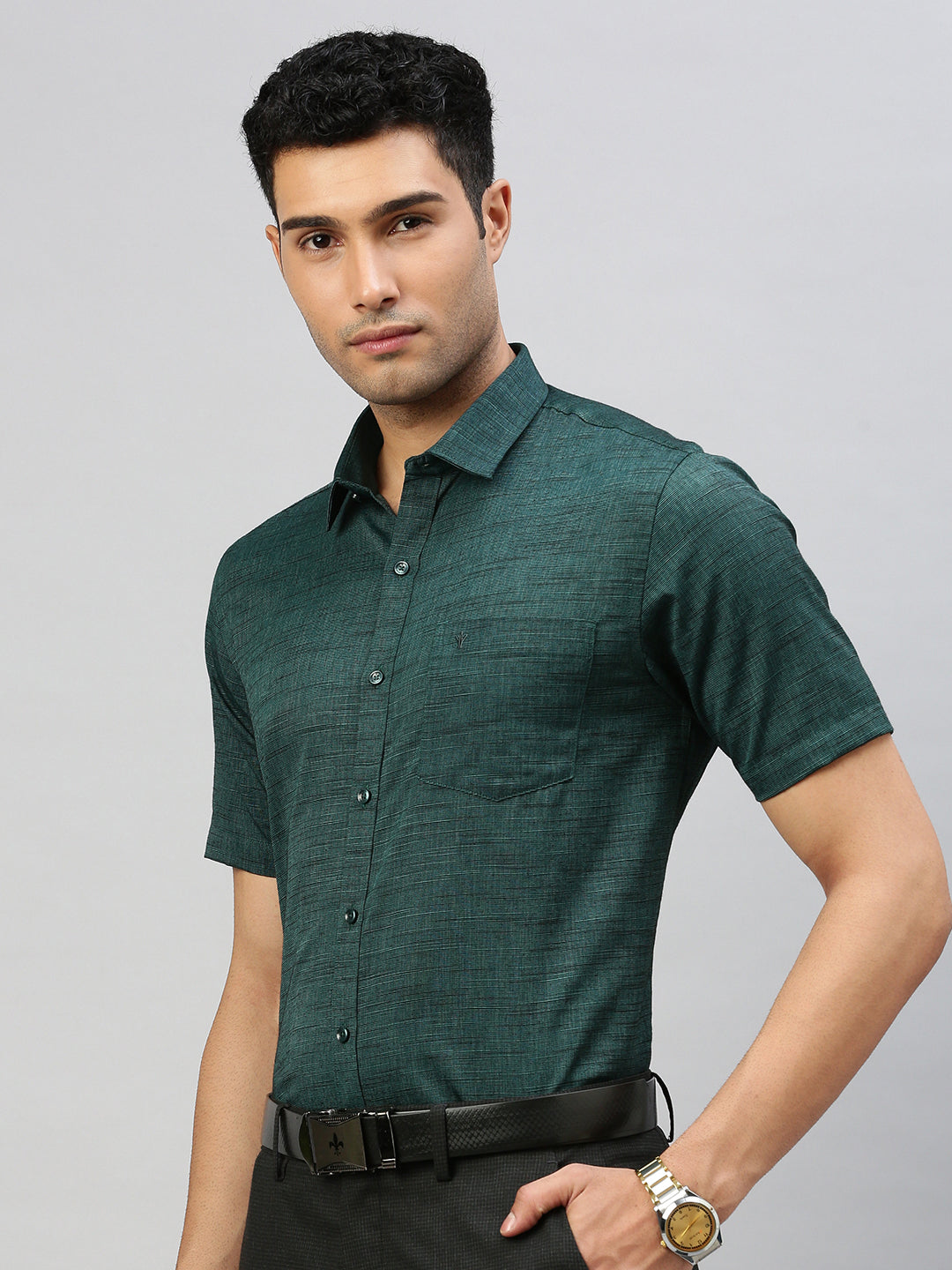 Mens Cotton Blend Shirt Green T33 TI6