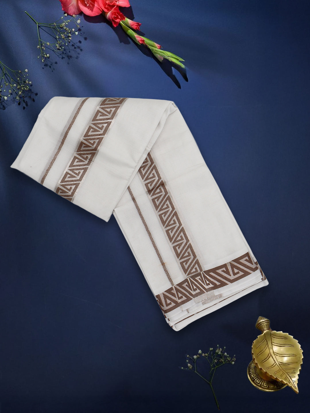 Men Premium Cotton Double Layer White Dhoti with Fancy Jari Border Luxury Club LC18