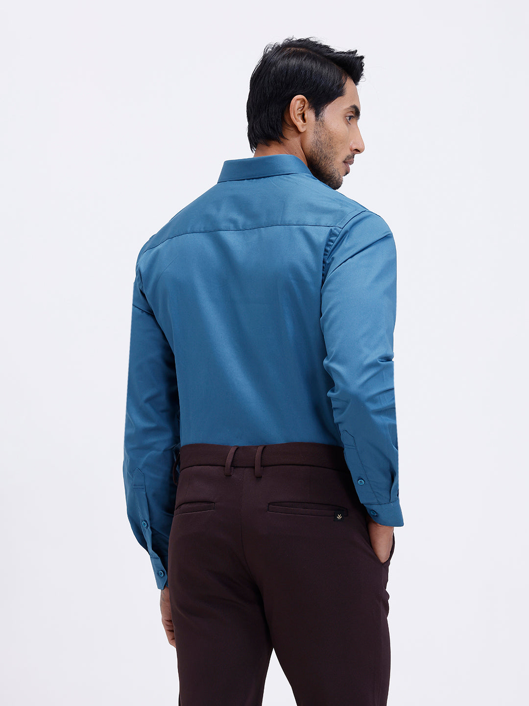 Men Cotton Blend Shirt Peacock Blue T53 ACT3