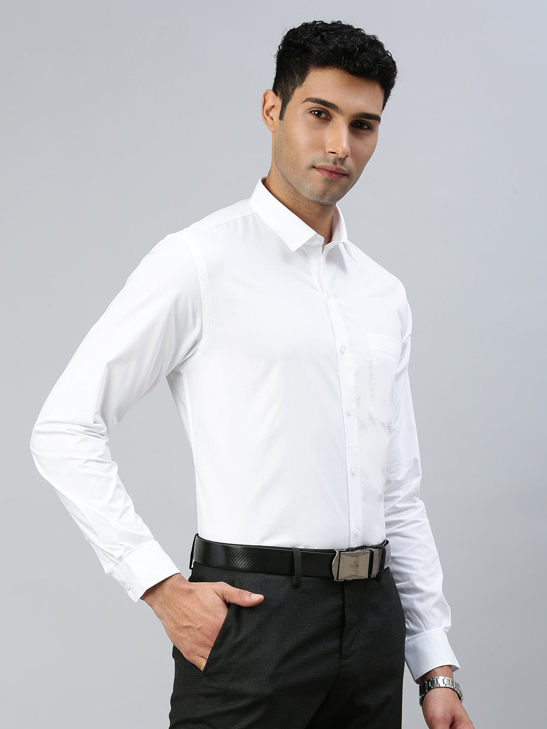 Men Cotton Uth Fit White Shirt