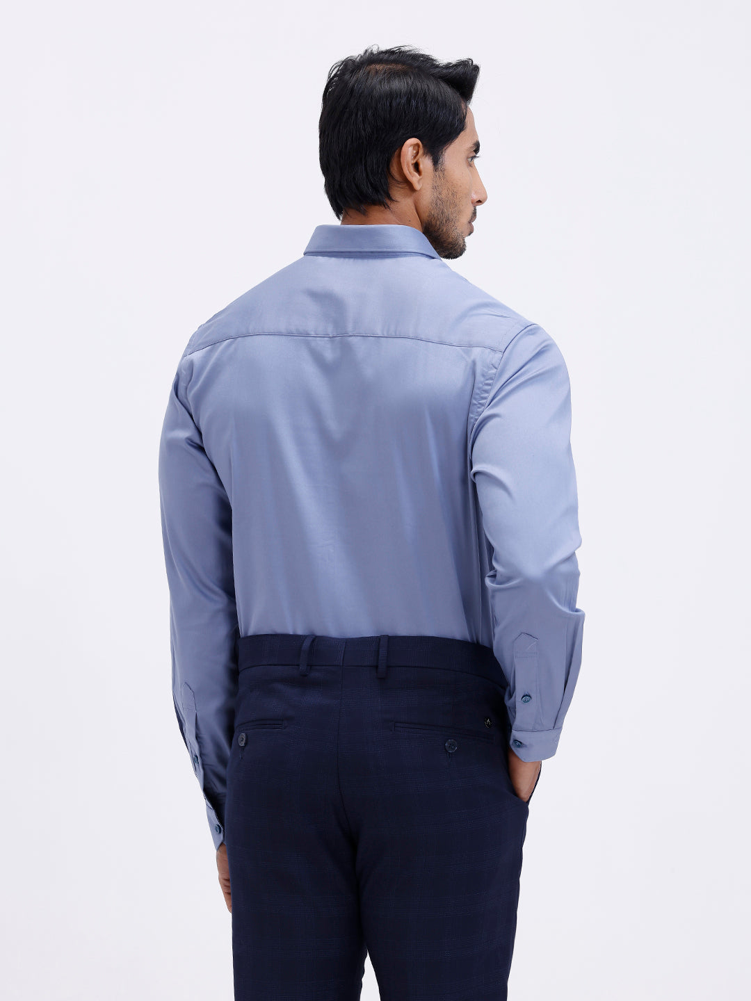 Men Cotton Blend Shirt Greyish Blue T53 ACT7