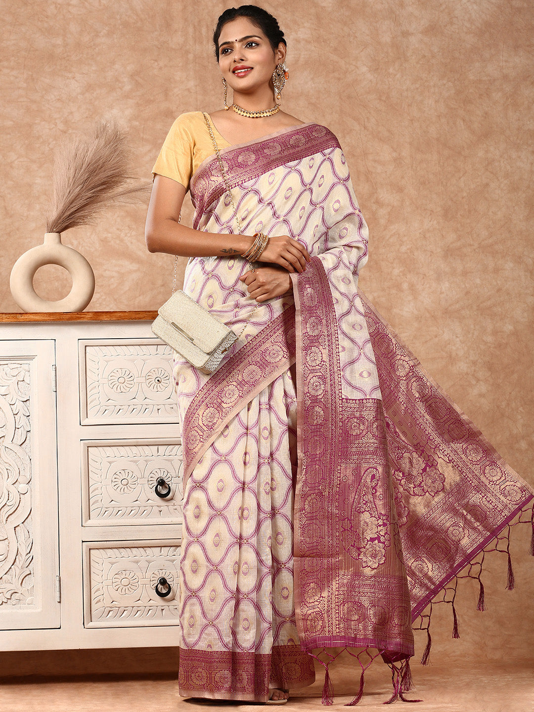 Womens Semi Silk Saree Purple SS215