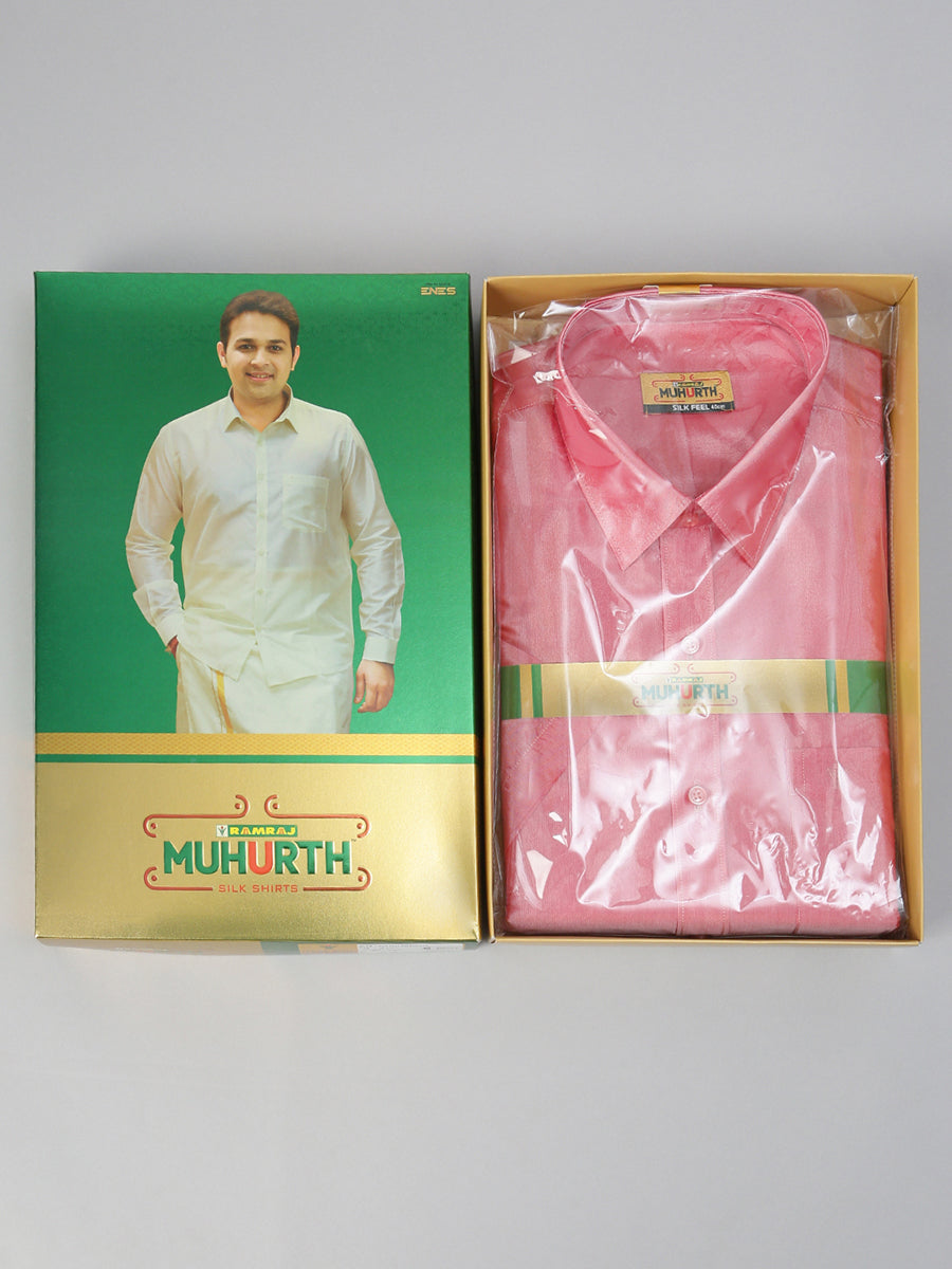 Mens Silk Feel Pink Colour Half Sleeves Shirt SFC02-Ad vert