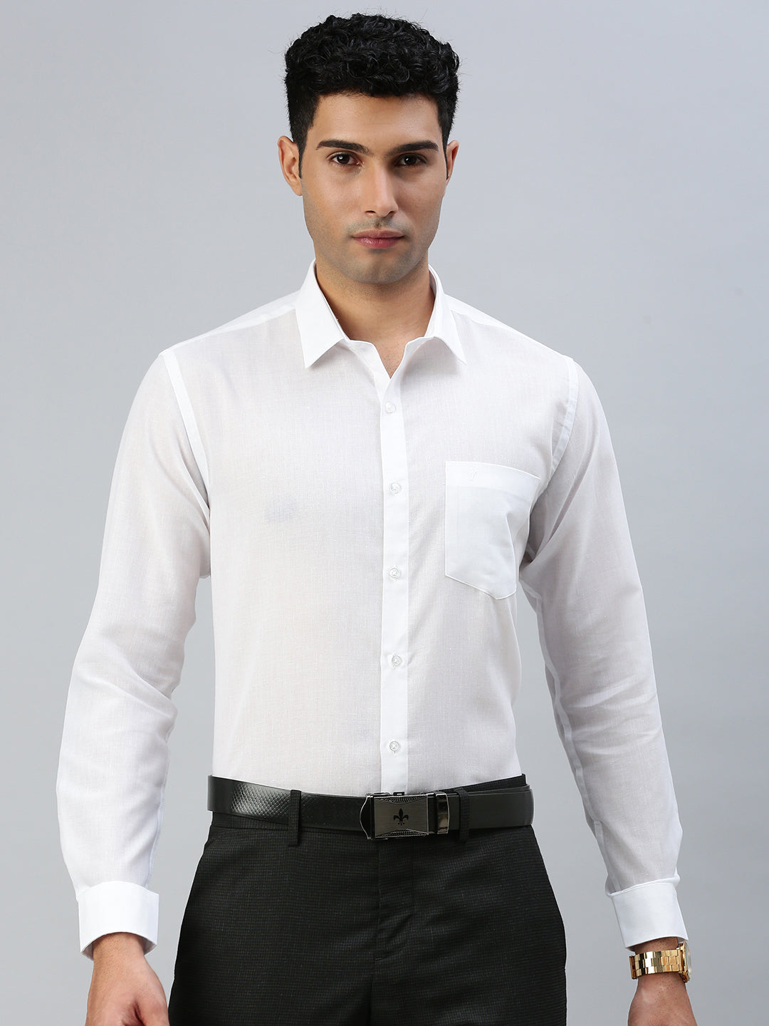 Men Cotton Rich Shirt Leader White