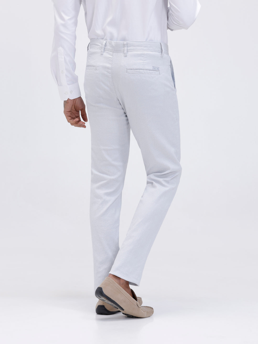 Men Linen Cotton Smart Fit Pant Light Blue