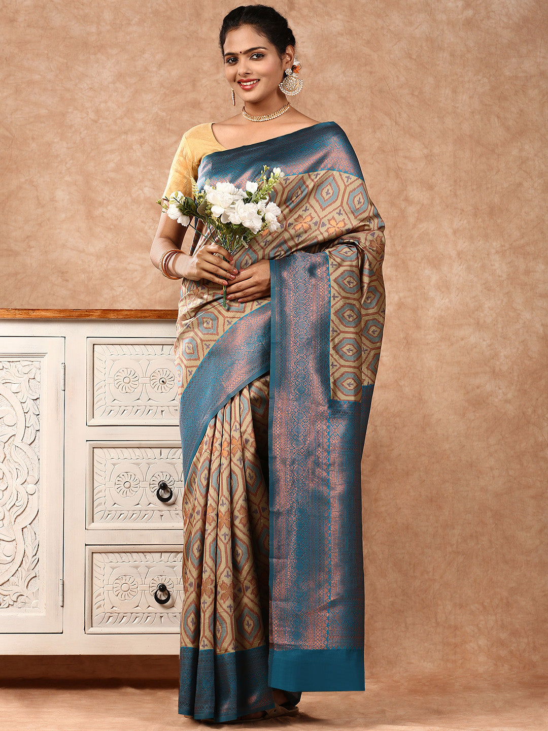 Women Semi Silk Saree Brown SS169