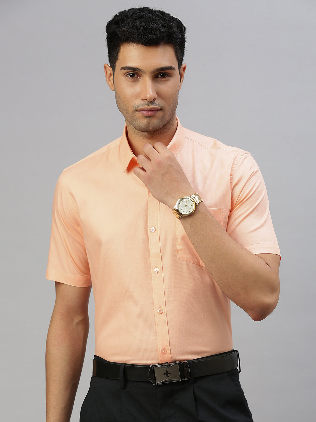 Men 100% Cotton Shirt Orange TW2