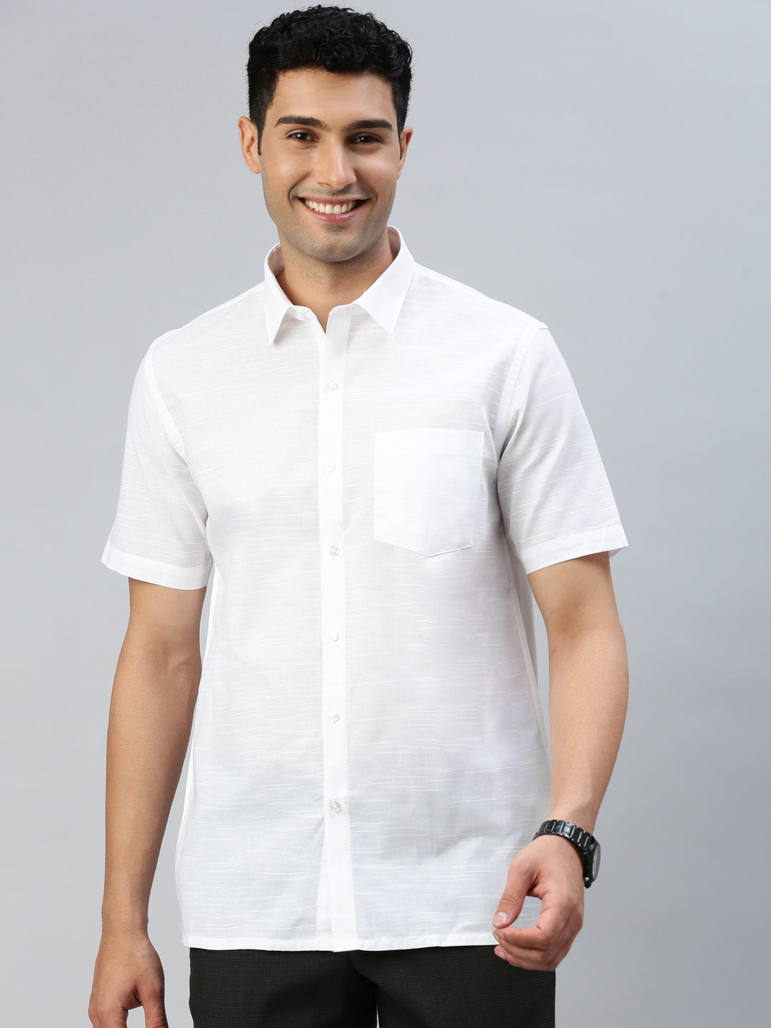 Men Cotton Rich Shirt Celebrity White V5