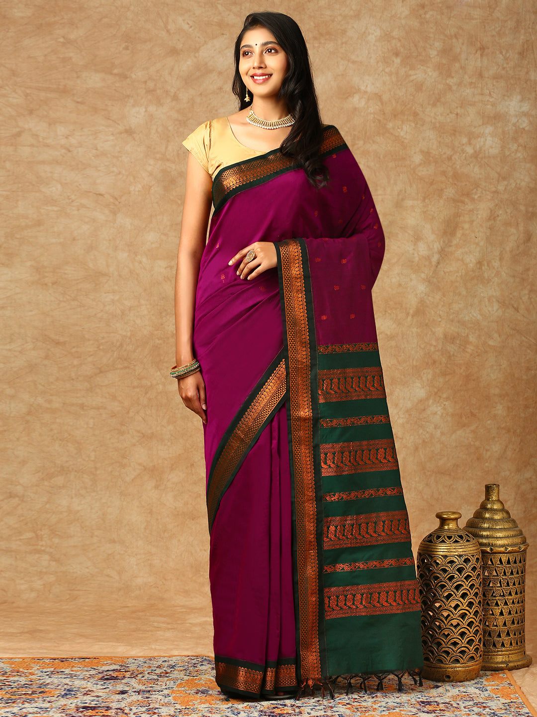 Women Kalyani Cotton Saree Purple PCS123