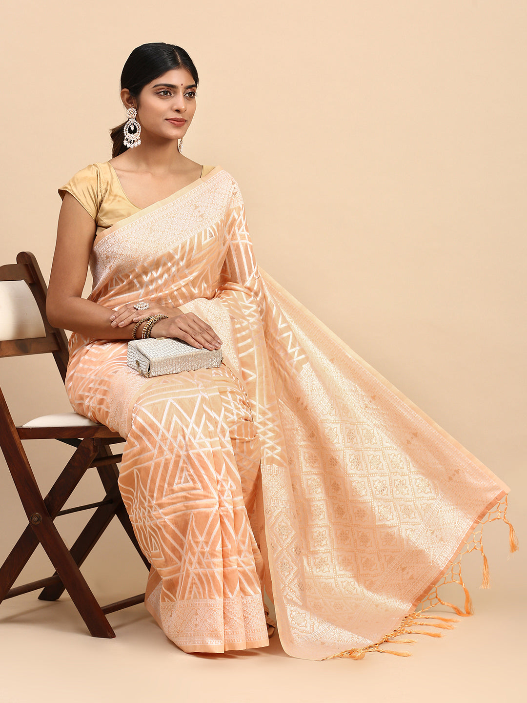 Couple Combo Shirt & Dhoti Set with Saree Peach SCS108