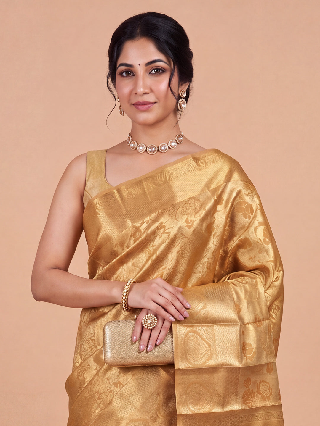Women Art Silk Gold Jacquard Saree ASS148