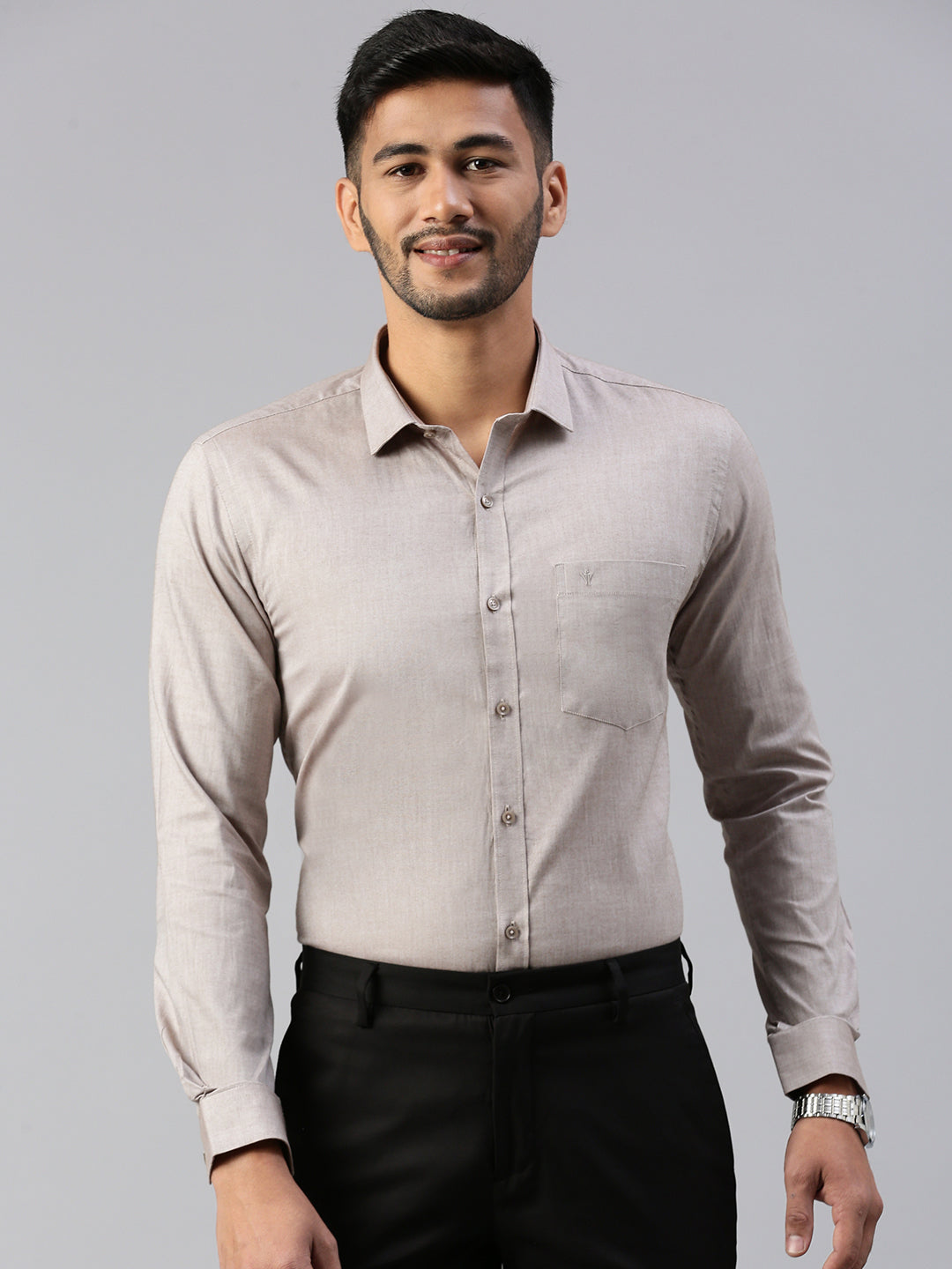 Men 100% Cotton Smart Fit Shirt Light Grey CL6 GD5