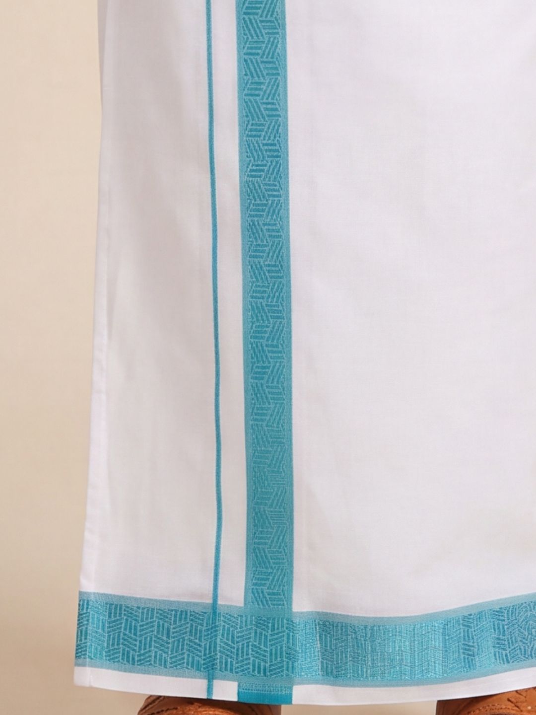 Boys 100% Cotton Sky Blue Shirt and Fancy Border Dhoti Set BT5