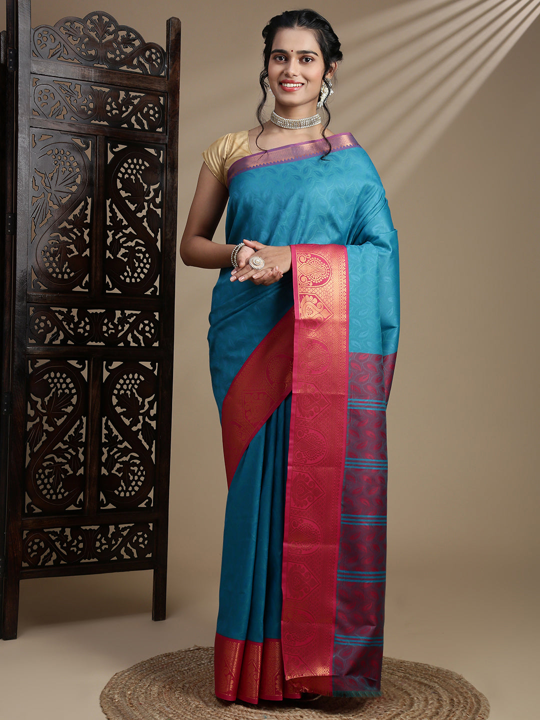 Couple Combo Shirt & Dhoti Set with Saree Jungle Green ASS121