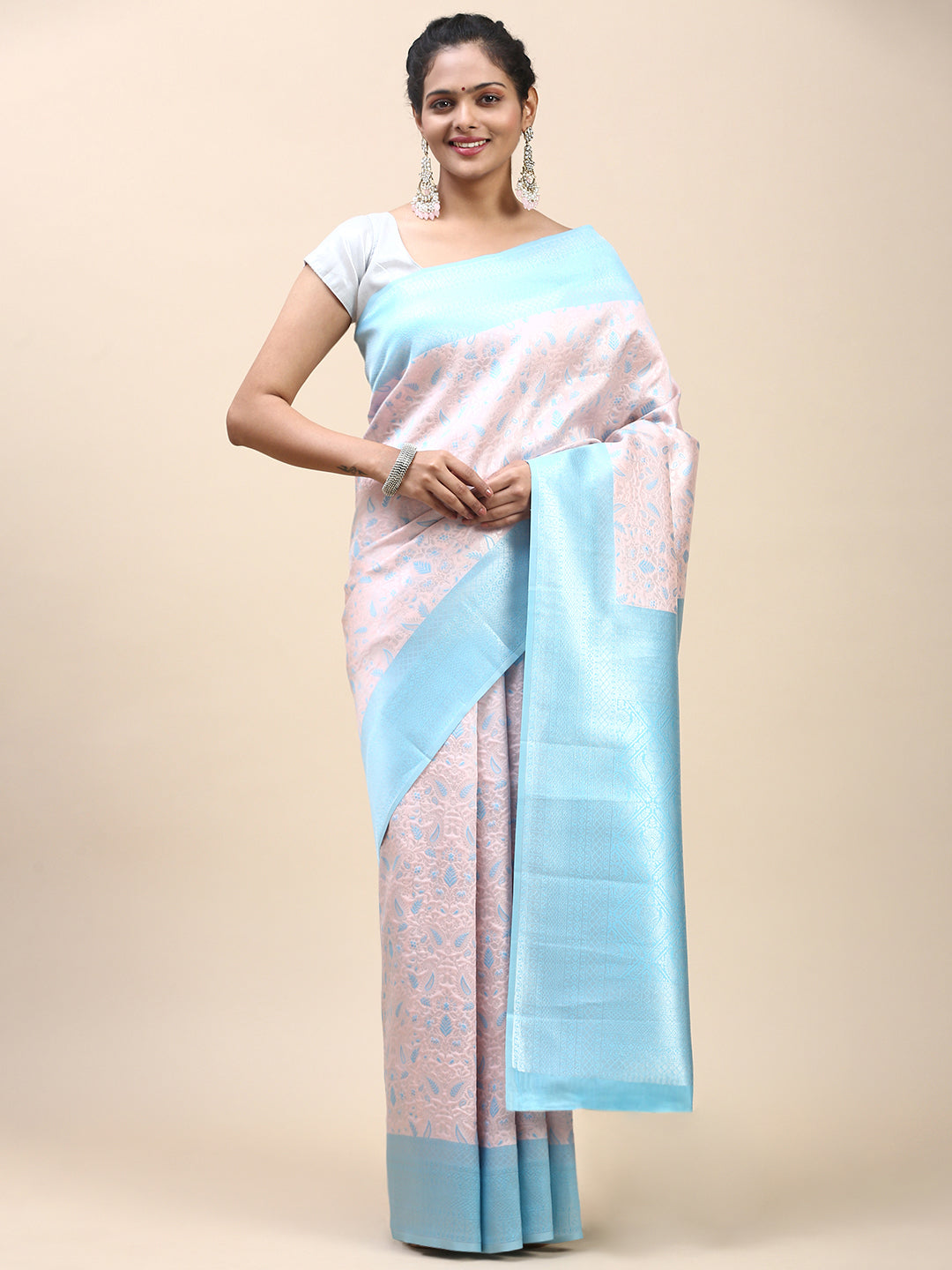 Women Semi Silk Saree Pink SS291